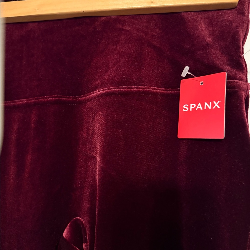 SPANX Velvet Leggings in Deep Burgundy size L